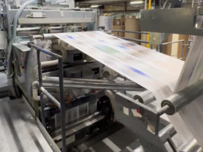 Rotative d'impression en fonctionnement dans une imprimerie